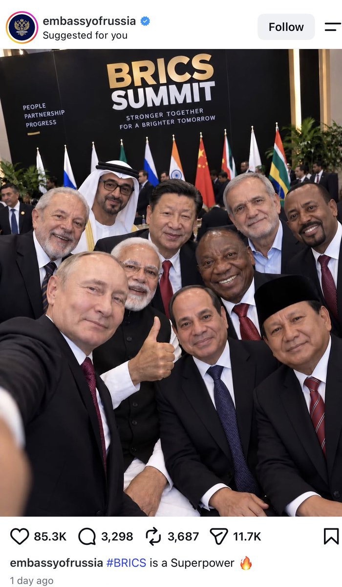 LuthfiDhofier's tweet photo. While western powers are scrambling to figure out their place in a post American world, the rest 40% (PPP) of the world economy is moving on #BRICSIndia https://t.co/LsxKLuRv47
