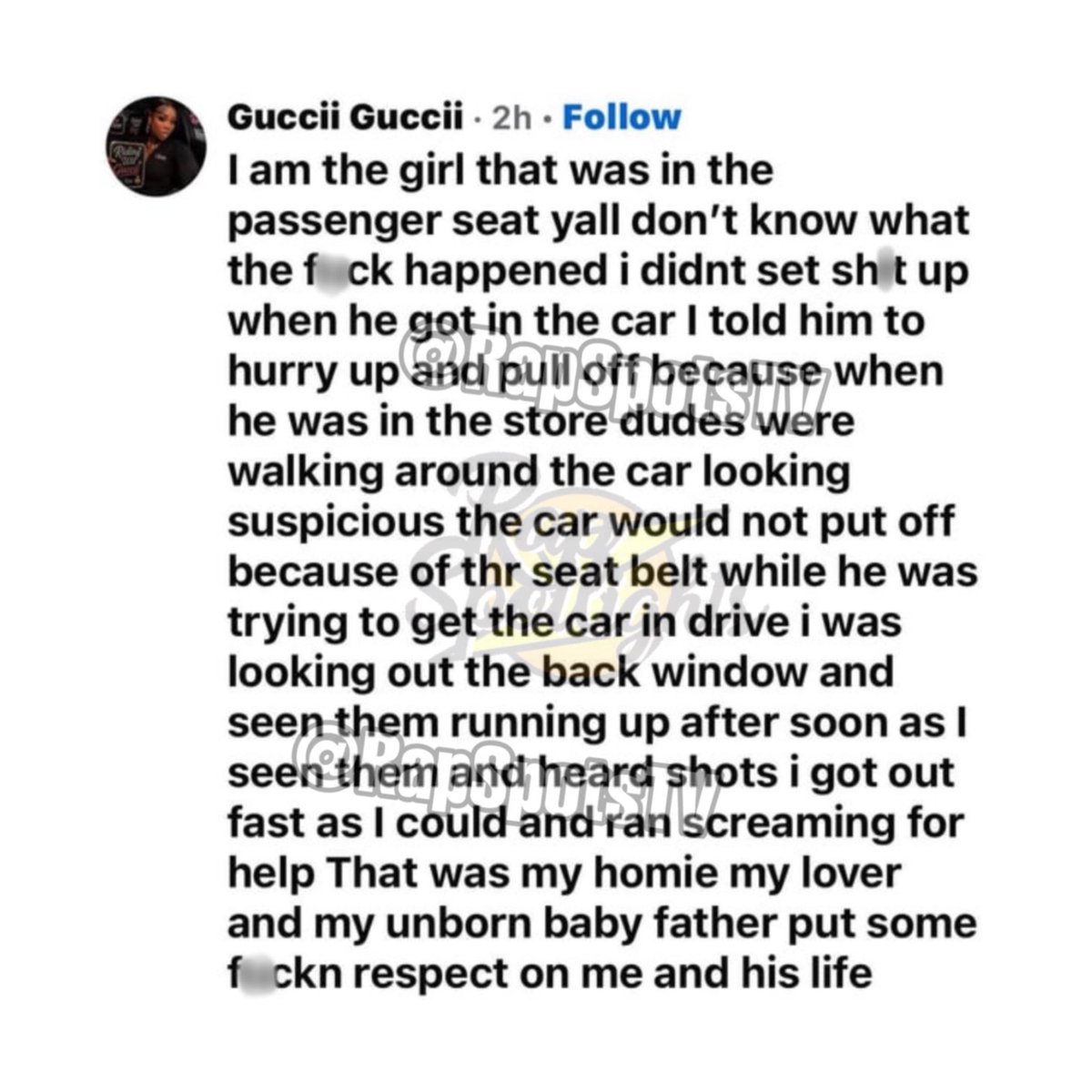 212mediaTV's tweet photo. Woman that was in the car with Bloodhound Q50 when he was k*lled speaks and says while he was in the store men were circling the car checking it out claims when Q50 got in the car he tried speeding off but the Tesla wouldn't let him cause he didn't have his seatbelt on 💔 https://t.co/ObuHU6yDob