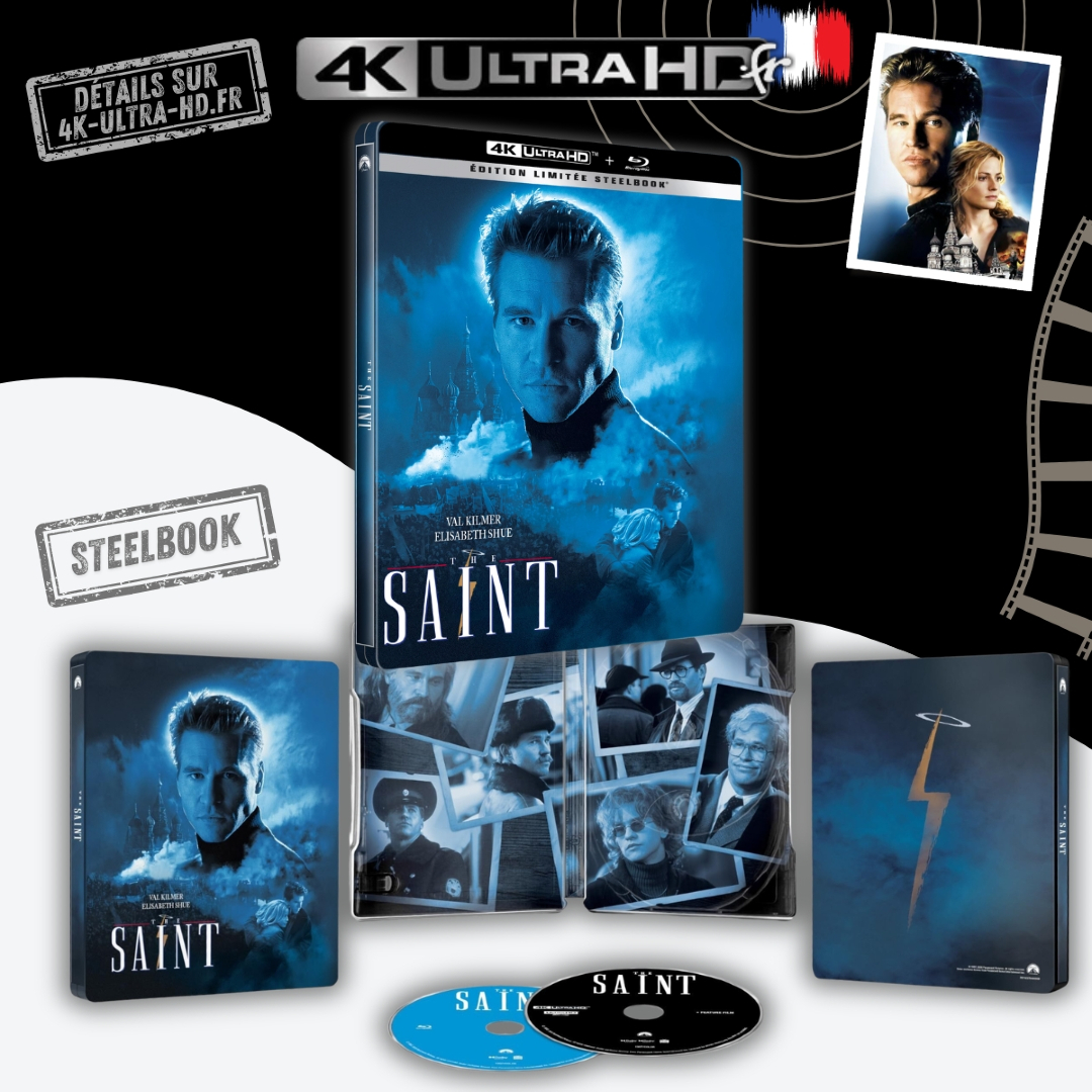 4KultrahdFR's tweet photo. ⏳ Dans 1 mois (rappel) – « 𝗟𝗘 𝗦𝗔𝗜𝗡𝗧 » 4K 🇫🇷
📀 SteelBook ➡ https://t.co/2JrWzhOfnm
📆 Sortie prévue : 14 octobre 2026
🎬 Phillip Noyce (1997), avec Val Kilmer et Elisabeth Shue
#LeSaint #4KUltraHD #4KultrahdFR https://t.co/YiJg90KA1O