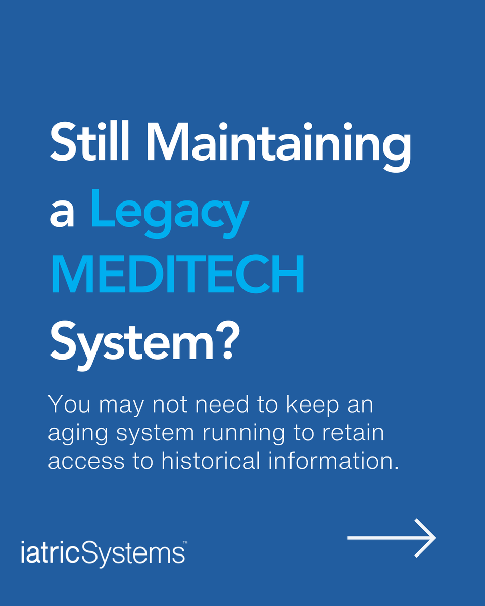 IatricSystems's tweet photo. Data Extraction Suite helps you preserve the MEDITECH data your organization still needs without having to stay tied to aging systems longer than necessary. 

Learn more here: https://t.co/kJlTheHSif https://t.co/TB0n7A1jYe