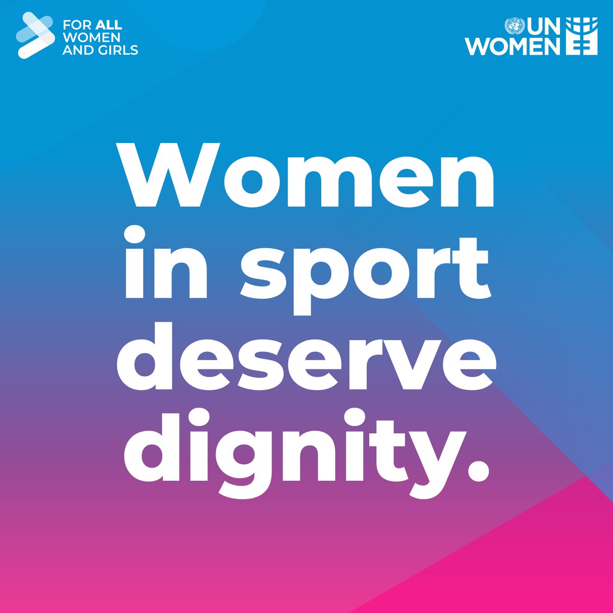 UN_Women's tweet photo. If we’re going to talk about #WomenInSport, let’s talk about their skills. Their records. Their leadership. Their game.

That’s what #EqualPlay looks like: women in sport valued for their game — on every field, every court and every rink.

#ForAllWomenAndGirls https://t.co/onoWD7F6wg
