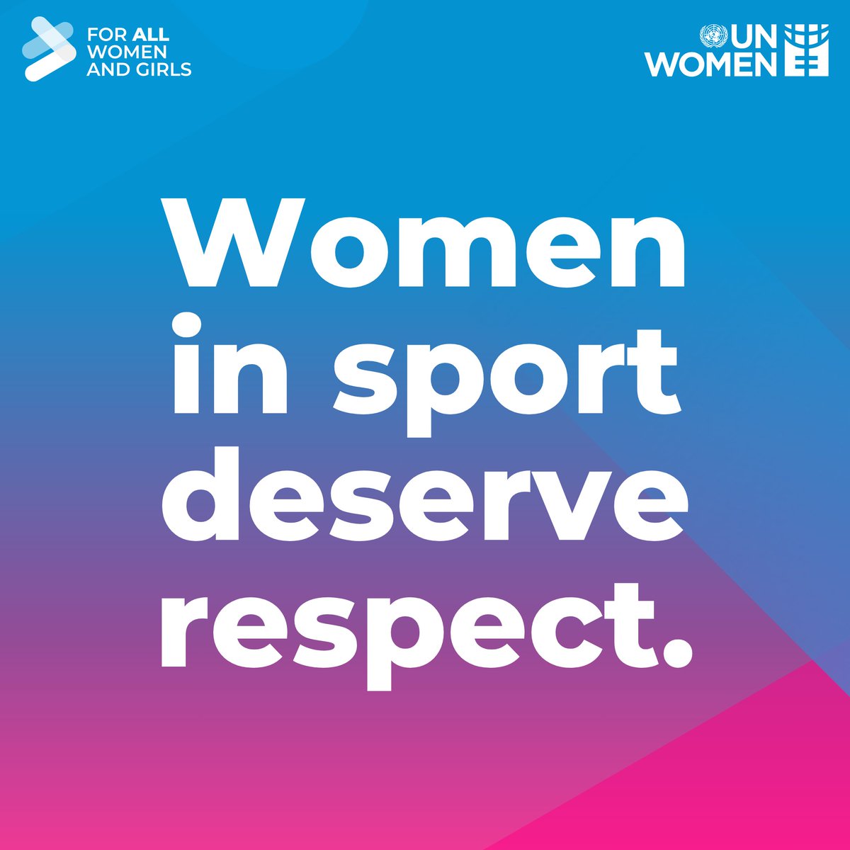 UN_Women's tweet photo. If we’re going to talk about #WomenInSport, let’s talk about their skills. Their records. Their leadership. Their game.

That’s what #EqualPlay looks like: women in sport valued for their game — on every field, every court and every rink.

#ForAllWomenAndGirls https://t.co/onoWD7F6wg
