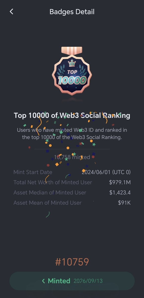 cryptouii's tweet photo. Minted two badges on @DeBankDeFi π₯
- $1 Lucky Draw Winner
- Top 10000 of Web3 Social Ranking
Have minted yours? #DEBANK $DEBANK https://t.co/Q45v2TIuLD
