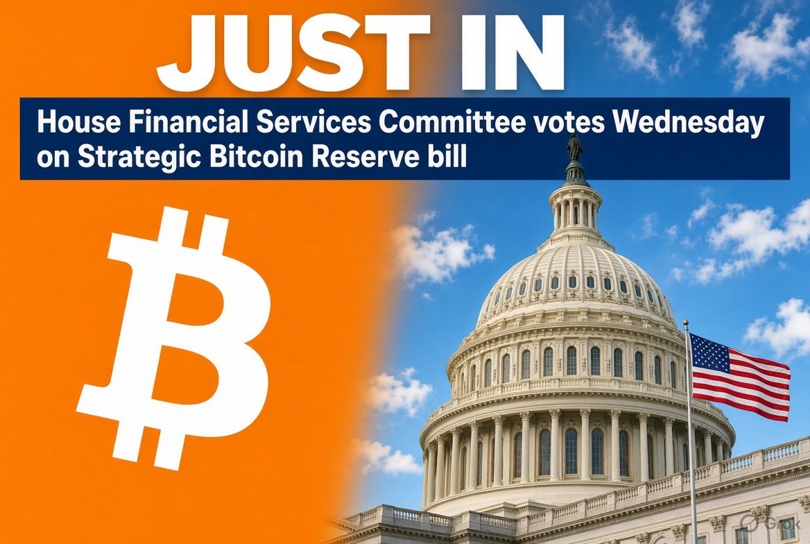 BBcrypto001's tweet photo. JUST IN 🇺🇸
House Financial Services Committee votes this Wednesday on advancing the Strategic Bitcoin Reserve bill (H.R. 8957).
Would lock seized US government BTC for 20 years + mandate proof-of-reserves.
Committee markup: Wed 10am ET.
Not law yet — first real vote to move it forward.
#Bitcoin #BTC #StrategicBitcoinReserve