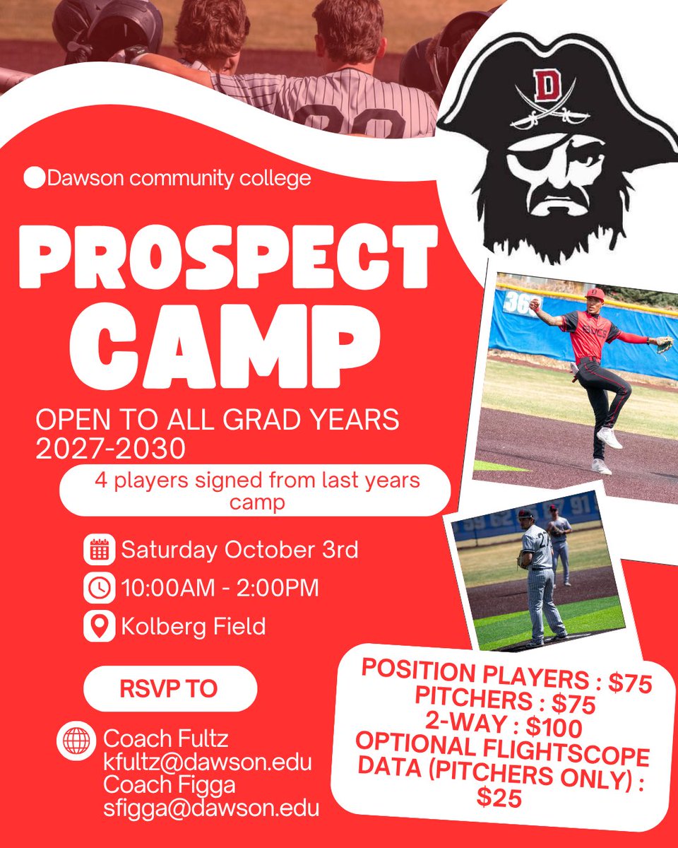 DCCBucsBaseball's tweet photo. Interested in becoming a Buccaneer? 

Well this is your chance to play 
 in front of the coaching stuff 

Last year we took 4 athletes that attended this camp to join our team. 

Don’t miss out on this opportunity to get data and be in front of college coaches. 

#cometothedive https://t.co/0Hncu99tTG