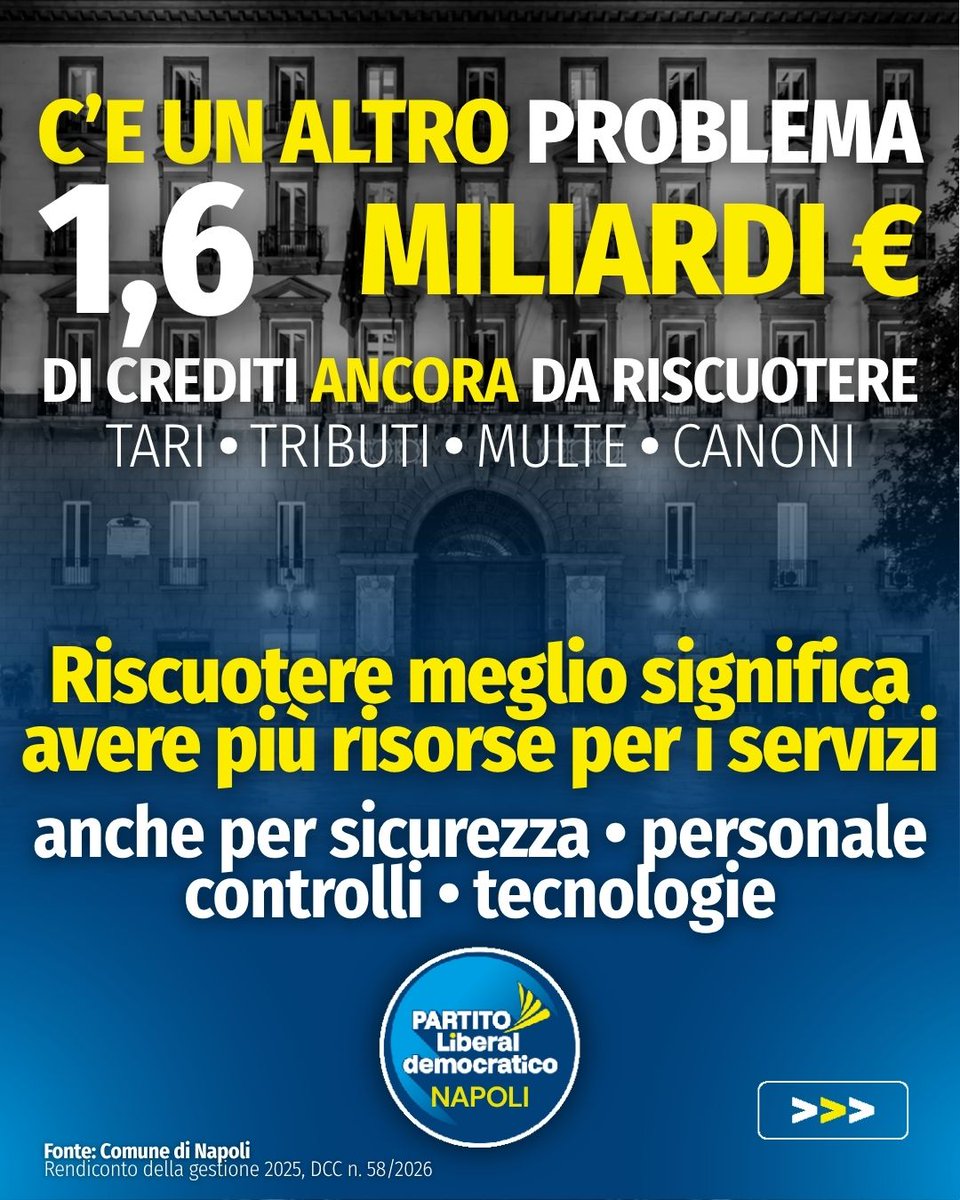 alfioferlito's tweet photo. 🚨 @GaeManfredi ? A Napoli si continua a morire sulle strade. Il @ComuneNapoli  ha 1,6 miliardi di crediti ancora da riscuotere! Servono più vigili, controlli e tecnologia.🚔VIGILI Fuori dagli uffici. Dentro la città.🔒Non c’è libertà senza sicurezza.
@Partito_Libdem @marattin https://t.co/WrOdtBDkys