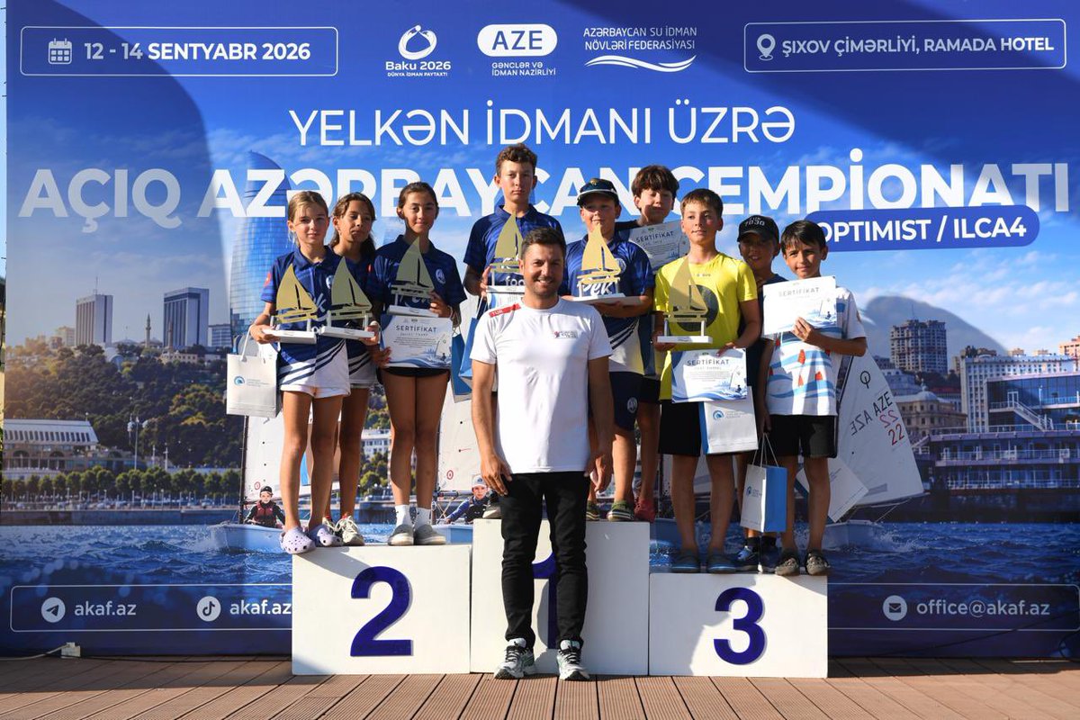 AzeWSF's tweet photo. Həmçinin 2025-ci ilin Azərbaycan çempionları Kamal Bəşirli (Optimist) və Davud Babazadənin (ILCA4) adları yelkən idmanının ənənəvi şərəf lövhəsinə həkk olunub. https://t.co/SmKs1fpfsg