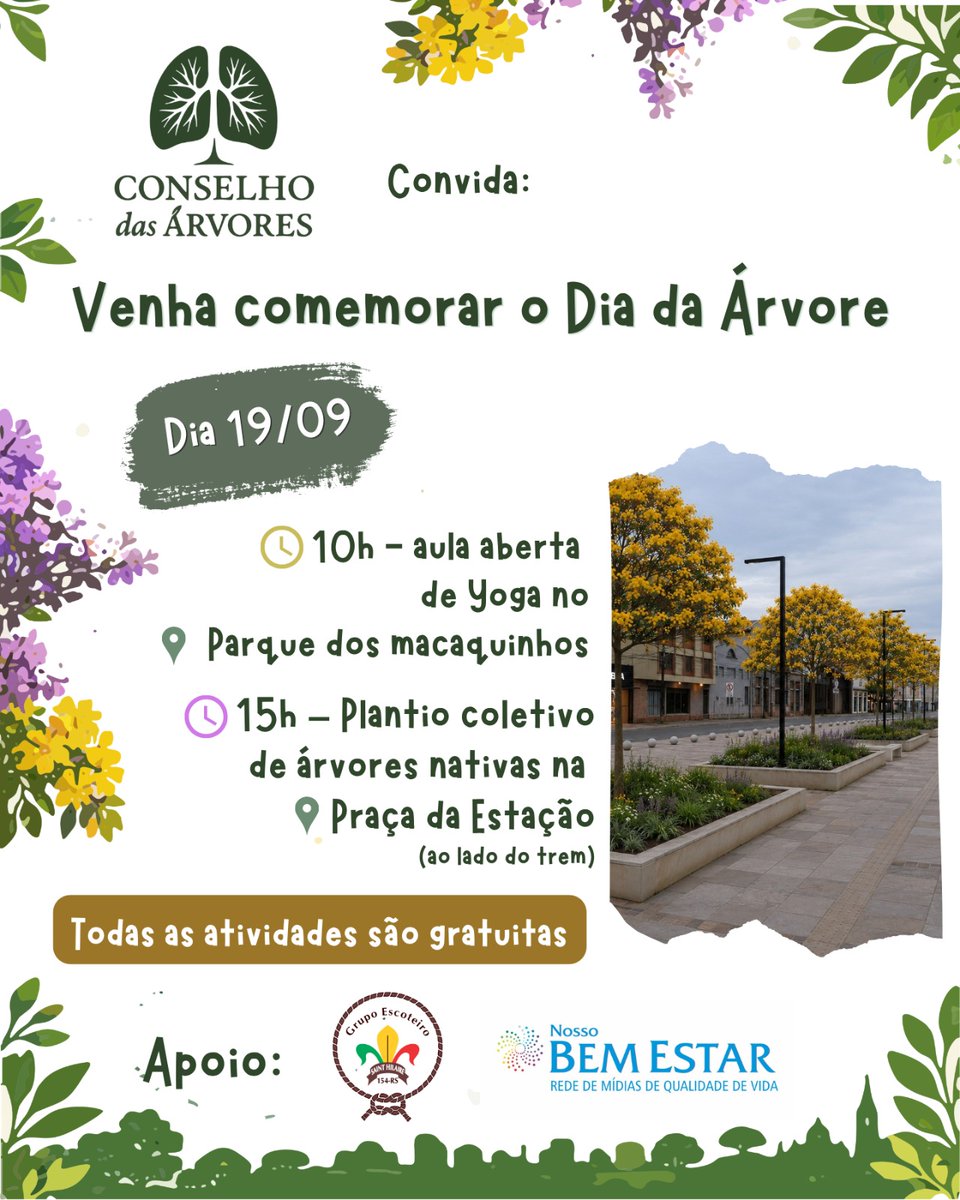 bem_sul's tweet photo. 🌳 A ONG Conselho das Árvores programou diversas atividades neste mês de setembro para comemorar com a população o Dia da Árvore. 

💚 Todas as atividades serão abertas e gratuitas. Participe!

#nossobemestar #árvores #conselhodasárvores #arborização https://t.co/MXNEoBe5g2