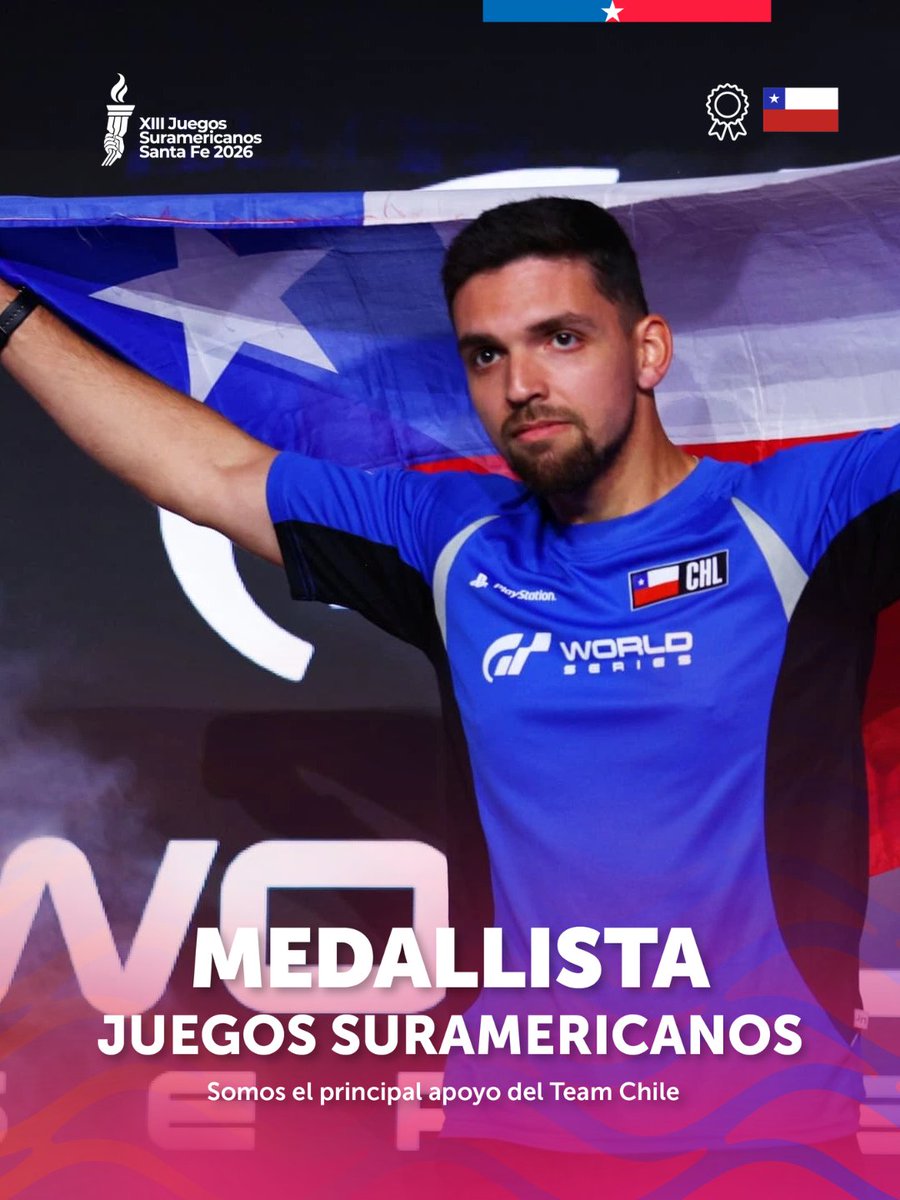 INDChileOficial's tweet photo. SEGUNDO ORO PARA CHILE! 🥇🎮🏎️

El Team Chile 🇨🇱 sigue sumando alegrías en los Juegos Suramericanos Santa Fe 2026 🇦🇷. Esta vez, el título llegó gracias a una brillante presentación de Ángel Inostroza de ESports en Assetto Corsa GT (Sim Racing).👏 https://t.co/HutcNPXh1x