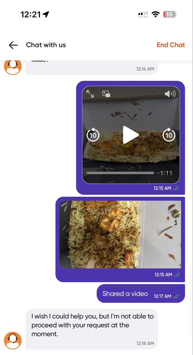 RandomOpinionY's tweet photo. I ordered Veg Biryani from @Swiggy, but surprisingly there was a piece of chicken inside it.
I turned vegetarian few years ago since then i have only ordered vegetarian food for myself.
@Swiggy 
Funny how your customer supports responds to this kind of complain
@SwiggyCares https://t.co/qSvkRXpkGM