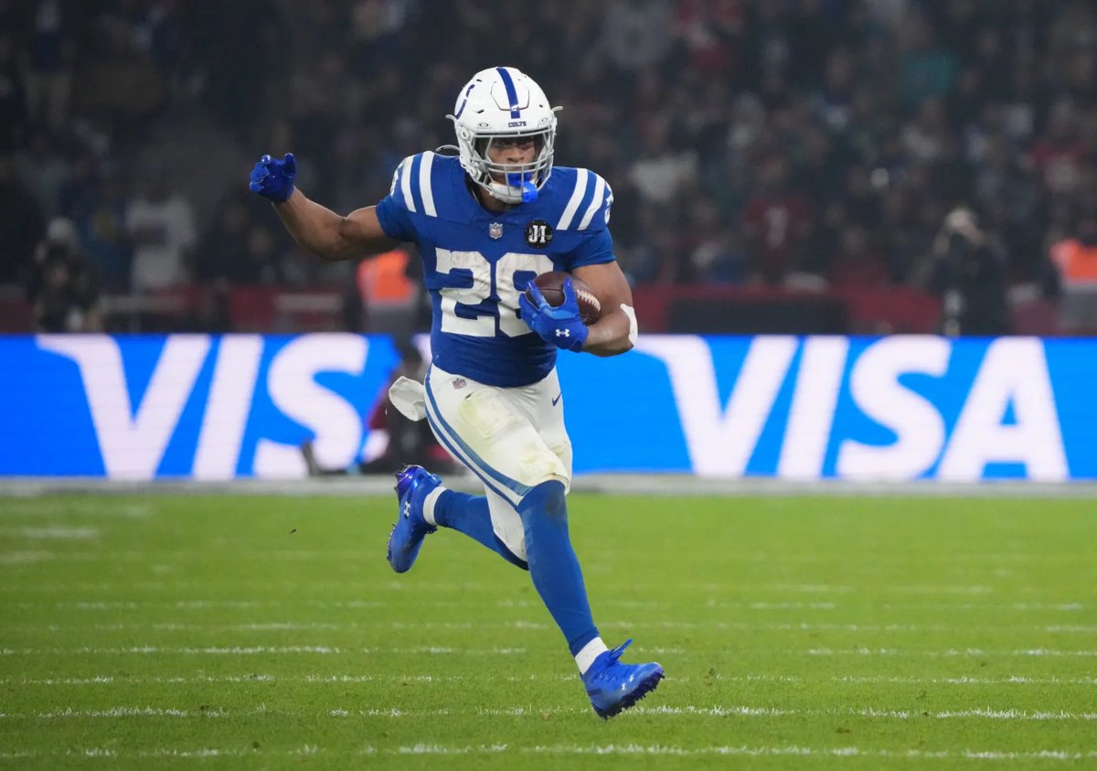 SleeperColts's tweet photo. Jonathan Taylor is the fourth player since 2000 to record at least 70 rushing touchdowns through his first 85 career games, joining LaDainian Tomlinson, Shaun Alexander and Adrian Peterson. https://t.co/Y9frz1v86m