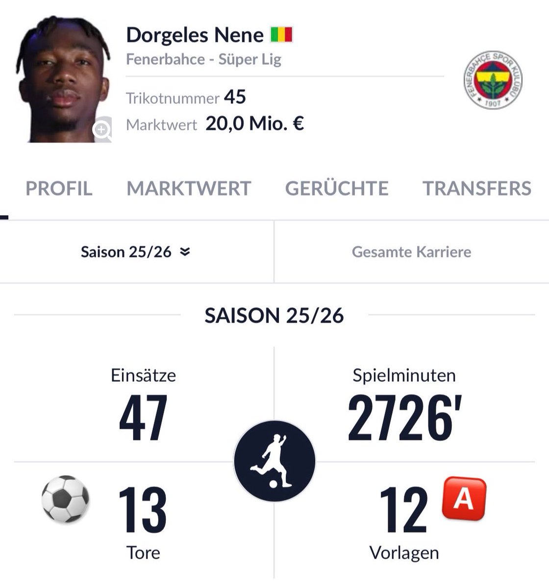 EmirScouts's tweet photo. Is there any specific reason why Dorgeles Nene isn’t getting minutes this season?
Last season, he was a beast. Just have a look at his stats, and he passed the eye test multiple times too.
Fenerbahce were chasing a goal today, but they decided to bring on Nelson Semedo, a right-back, and Bartug Elmaz, a CDM, instead.
Zero starts for Nene this season.
Trust me, this is a player who would play for many big clubs. I just don’t get it.