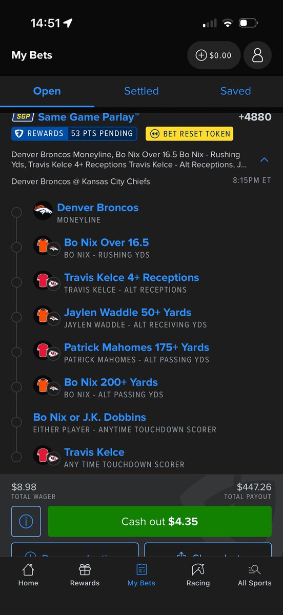 LiTheLockSmith's tweet photo. Here it is MNF long shot bet, follow if you want or just use some of the picks from the bet. My favorites are Broncos ML, Bo nix over rushing yards and travis Kelce 4 receptions. Let’s win some dough fellas. #MNF 

https://t.co/T5Szl8FEZm https://t.co/SpZzJF6iVS