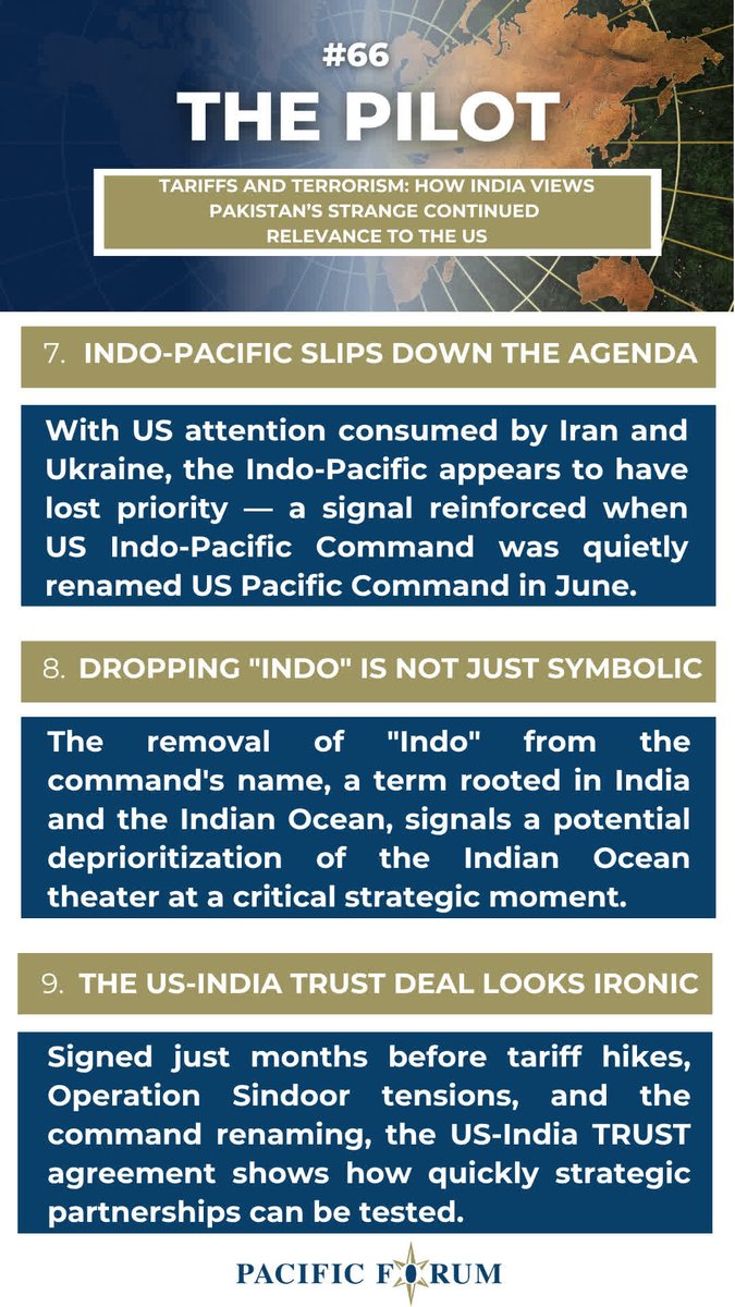 PacificForum's tweet photo. 🚨 #PacificForum has released #ThePilot #66 – Tariffs and terrorism: How India views Pakistan's strange continued relevance to the US by D.C.-based public policy professional Akshobh Giridharadas.

📖 Review our #keytakeaways and read the article: https://t.co/DCHZXU5gX8 https://t.co/9OTRzNivhz