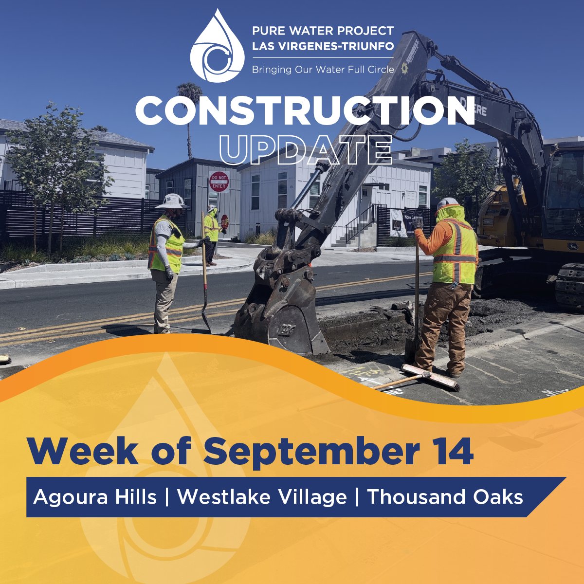 ourpureh2o's tweet photo. 👷Construction update for week of September 14th.

Click the link below to view construction activity details and sign up for updates for the Cities of Agoura Hills, Westlake Village, and Thousand Oaks.

👉https://t.co/PlnE2VSBhz https://t.co/RrvocvlikE