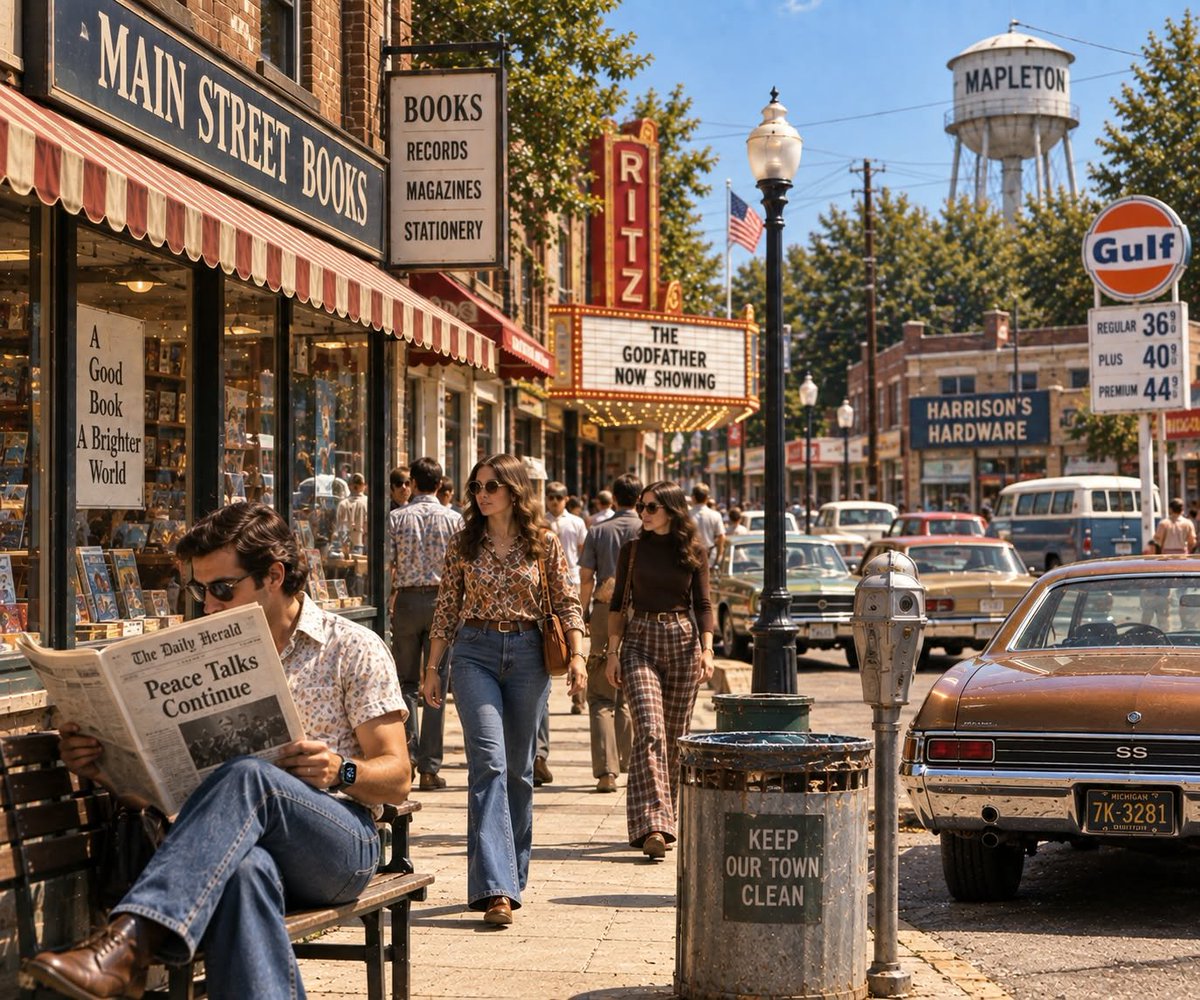 Maryx_650's tweet photo. This photo looks like it was taken in the 1970s… but something doesn’t belong. 

Can you spot the one modern thing hidden in the picture? 

Look carefully—it’s easy to miss! 
 Comment what you found! https://t.co/cLH55dCGTb