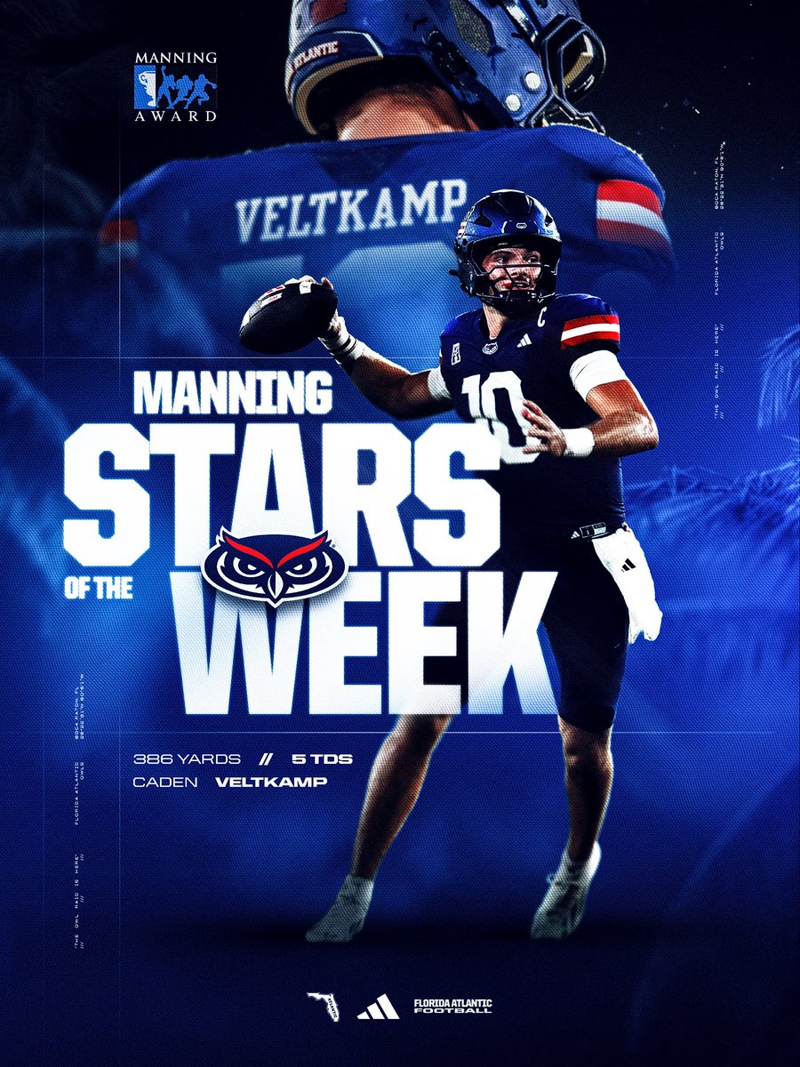 FAUFootball's tweet photo. Manning Star of the Week! ⭐️ @manningaward @crveltkamp 

📰 https://t.co/DJtapt6oT6

#WIP🏝️ https://t.co/i30zNRkQRl