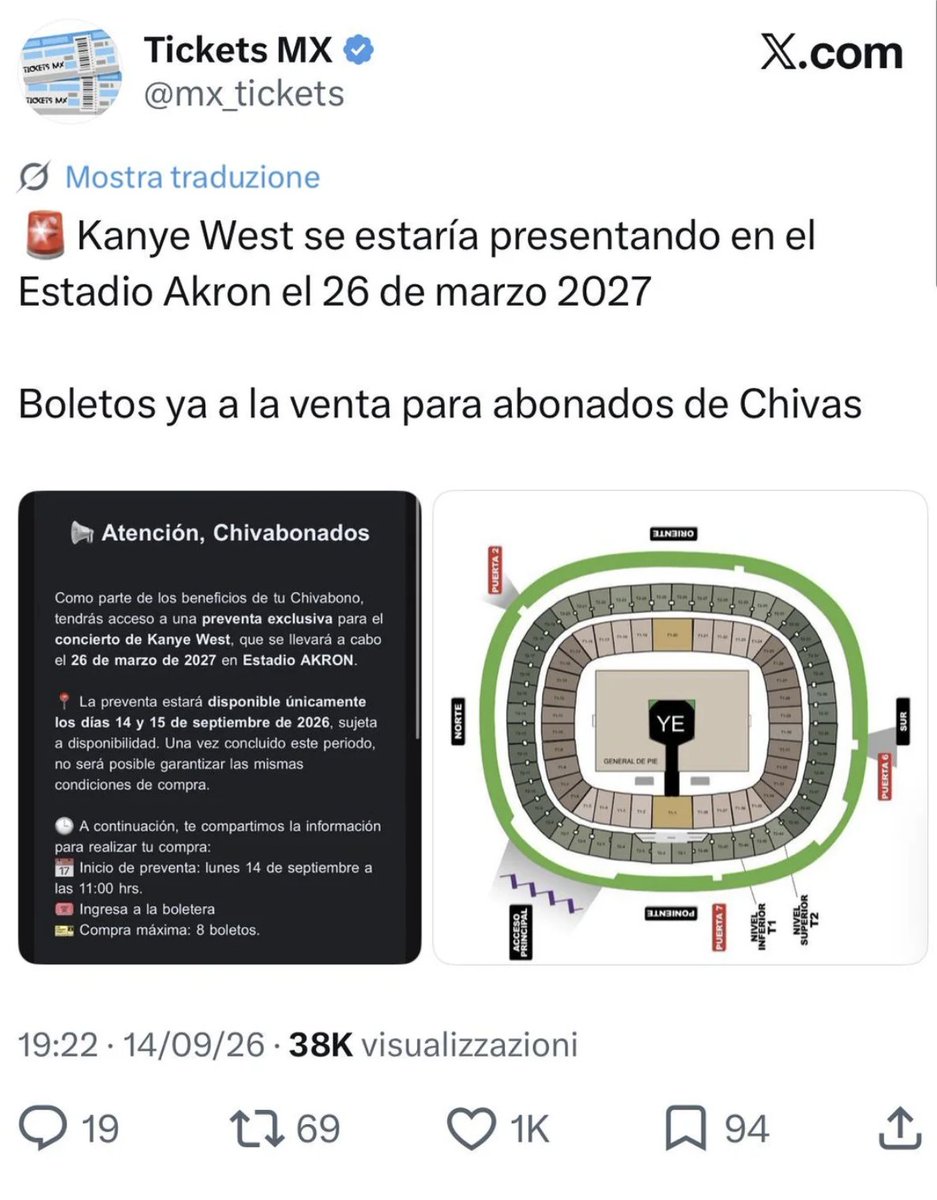 GoodAssSub's tweet photo. This is not real, Ye is not performing in Guadalajara, Mexico it is an unauthorized show

No es real, el concerto no es autorizado https://t.co/alsHJ55u0m