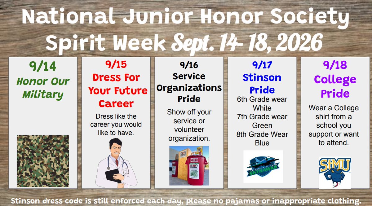 NISDStinsonMag's tweet photo. #NJHSSpiritWeek 9/14 - 9/18  #SkyhawkPride https://t.co/tXsuntqtVX