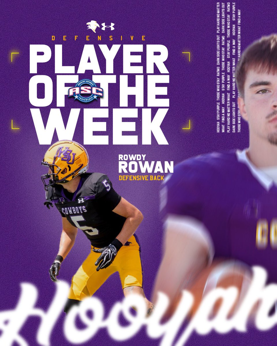 HSUCowboys's tweet photo. Rowdy Rowan 🤝 ASC Defensive POTW 

#HOOYAH https://t.co/FqOuNeVkbv