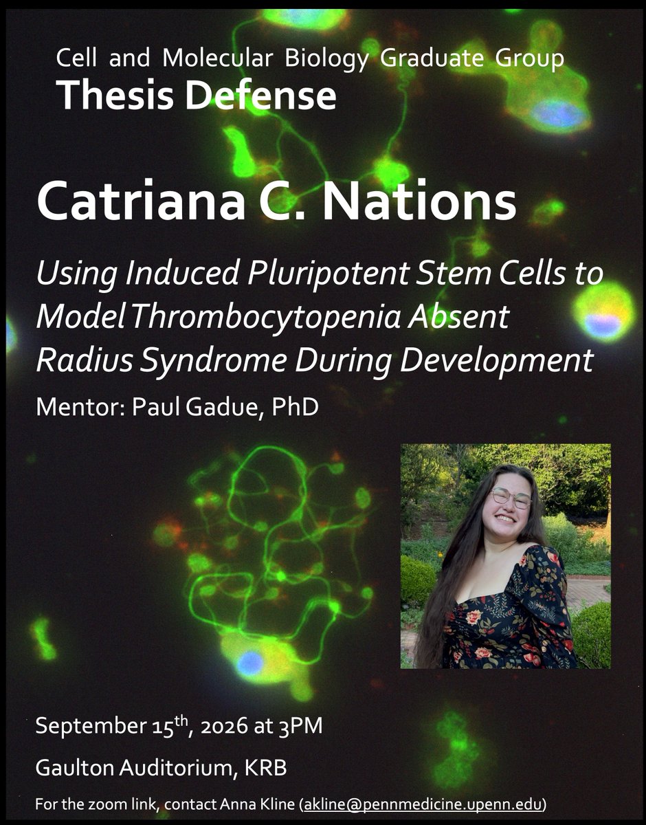 CAMBUpenn's tweet photo. Catriana Nations in the Gadue lab defends her thesis tomorrow! https://t.co/dx4G0TkJlk