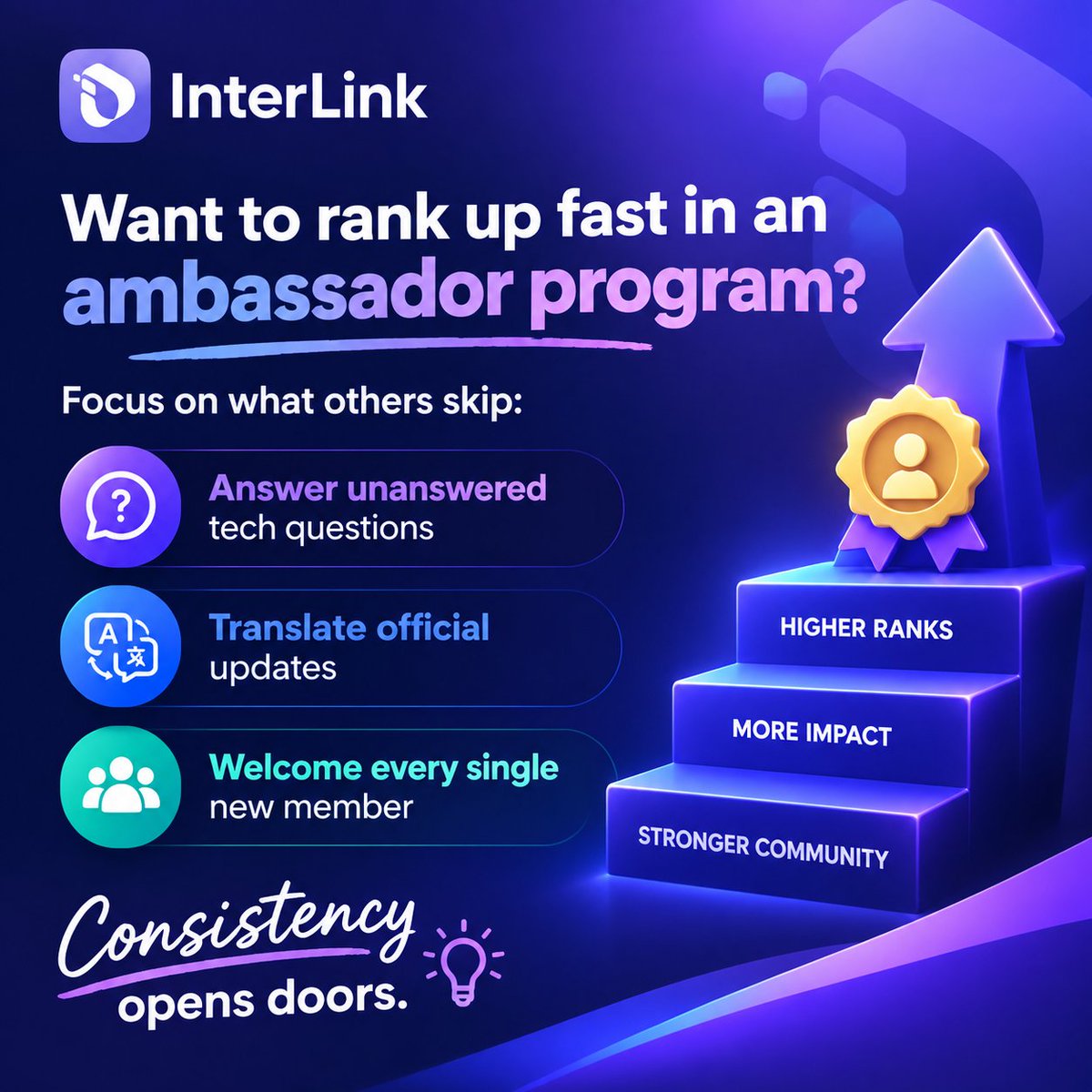 richardbit22937's tweet photo. Want to rank up fast in an ambassador program? Focus on what others skip:
​• Answer unanswered tech questions
• Translate official updates
• Welcome every single new member
​Consistency opens doors. 💡
#ITL #ITLG #Interlink https://t.co/tBxONl0ufs