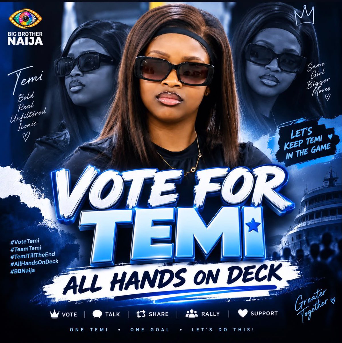Temiinkem's tweet photo. ‼️TEMINATORS, WE KNOW THE MISSION‼️

THIS WEEK IS STRICTLY BUSINESS!!!!

Voting lines are open, and we need to come in with full force.
Temi has no one else but her Teminators.
No distractions, no hesitation, no slowing down.
WE ARE HERE TO WIN, AND WIN WE WILL. 

Every vote counts. Let’s get it done! 

VOTE FOR TEMI NKEM
#TemiNkem #Bbnaija