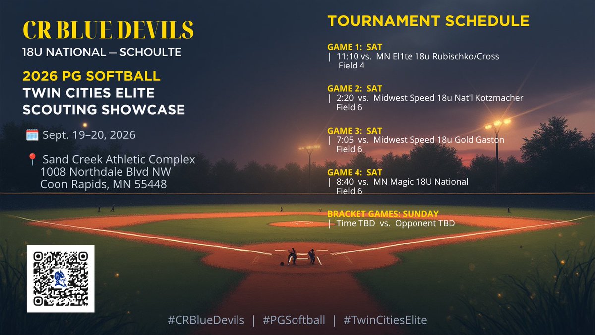 CRBlueDevilsSB's tweet photo. The Blue Devils 18u National team is headed to Minnesota this weekend!!!  Here are our plans for the weekend. ♥️🥎  Here we go!!!  @PG_Softball https://t.co/oXa9mGdYhy