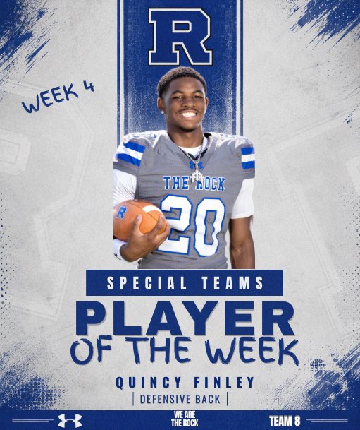 Rockvale_FB's tweet photo. Help us congratulate our Week 4 players of the week in our 49-7 victory over Stewarts Creek. 

@iamjamarcusb_2 
@quincyfinley4 
@DeMarrionT2027 
Jaiden Hudson 

#WeAreTheRock🪨 #Team8 https://t.co/7uxL7MZ2Fw