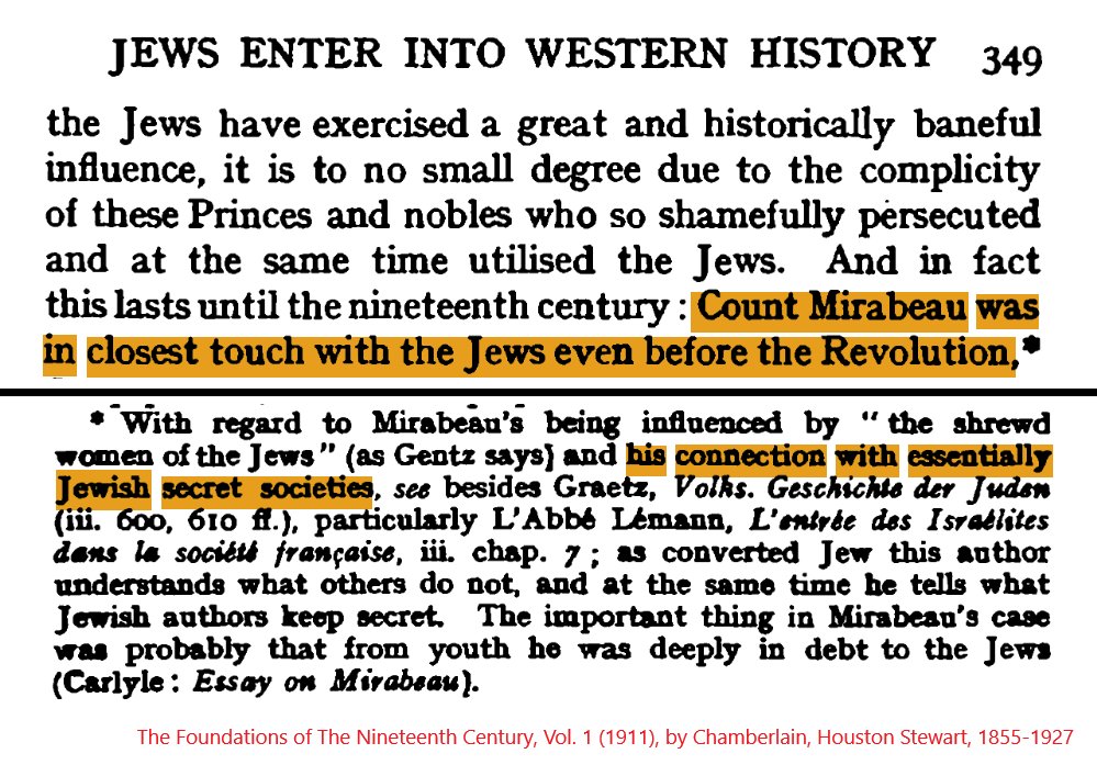 catholic_cg's tweet photo. "It was MIRABEAU who lent Jews the unwavering support of his eloquence, &amp; Mirabeau was a high-ranking Freemason, a close associate of (Jew) WEISHAUPT &amp; his followers."

sec 5, paras 1-4

https://t.co/mMJdr9fCpy https://t.co/qFZEVoMdZx