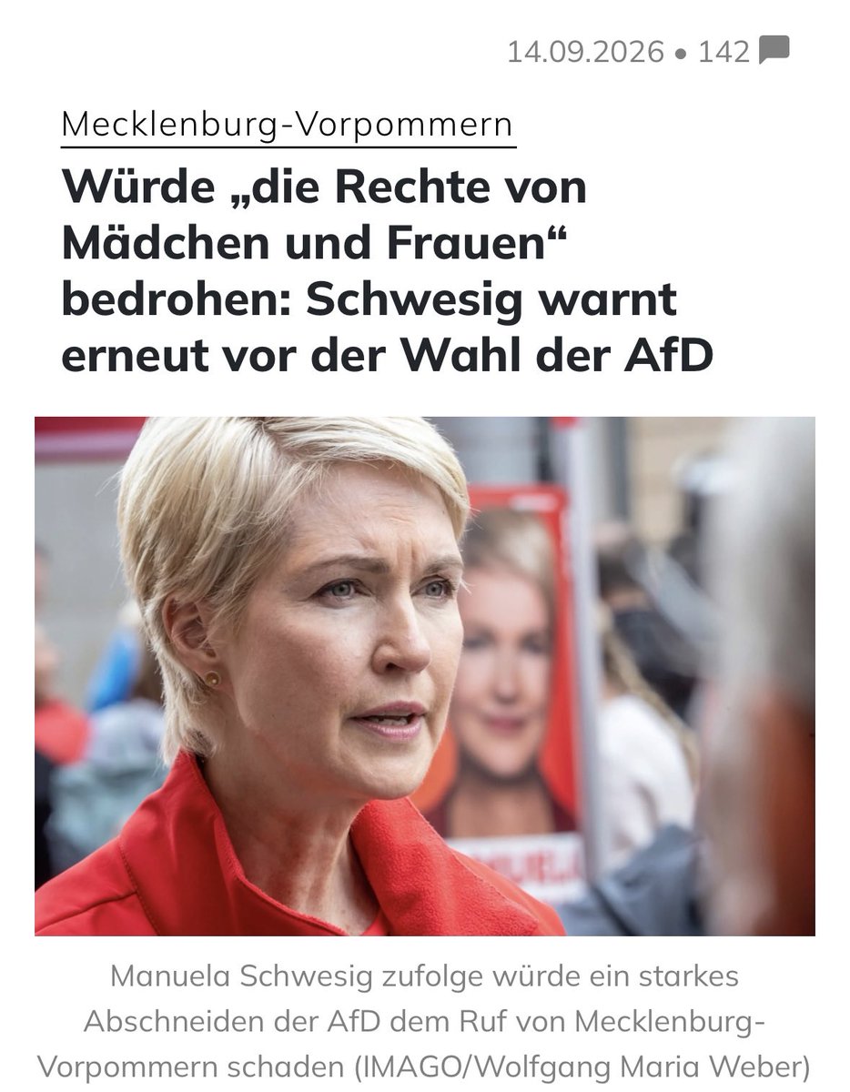 queru_lant's tweet photo. Wer erklärt SPD-Schwesig, dass Mädchen und Frauen nicht von der AfD, sondern vorwiegend von Migranten vergewaltigt werden? https://t.co/ZrGIOTDZaF