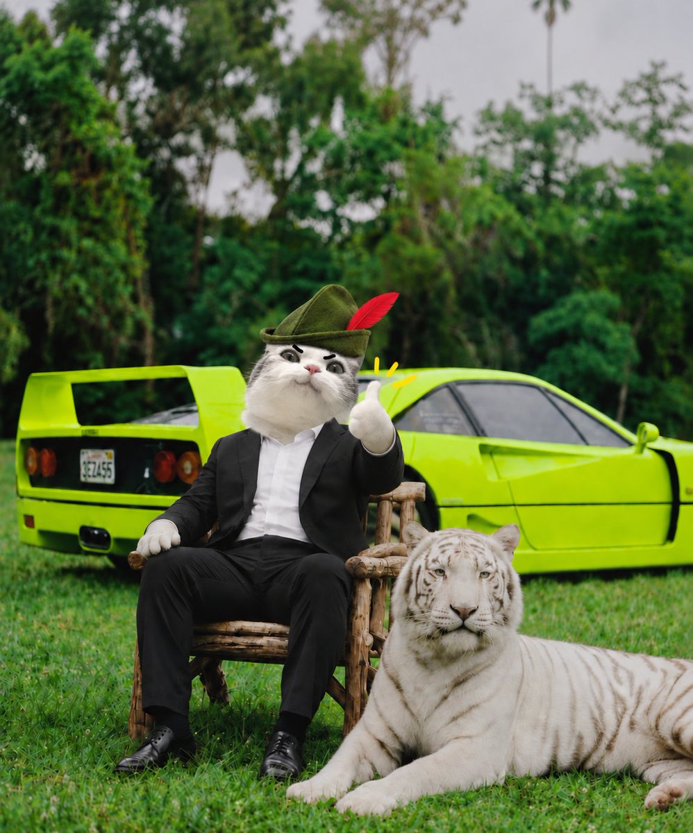 TucTucCat's tweet photo. my fellow cats,

important life update.

went to robinhood for financial advice

came back with a lambo and a tiger

portfolio still 100% thumb 👍 https://t.co/ISMkaedXrX