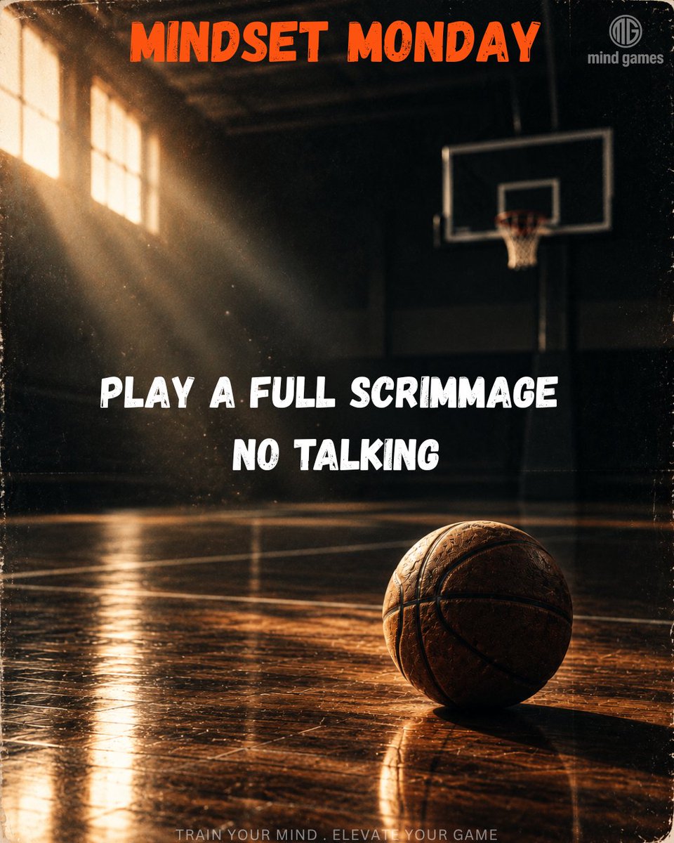 MindGamesAth's tweet photo. MINDSET MONDAY - SILENT SCRIMMAGE CHALLENGE

Try going through a scrimmage with no talking, using only body language. 

You will quickly find out how vital verbal communication is to the success of your team. 

#mindsetmonday #mindgames #basketball https://t.co/DqxxVIiCv1