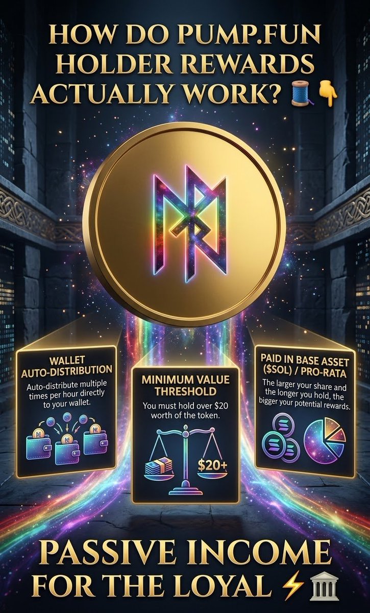 token_BIFROST's tweet photo. $BIFROST

​How do https://t.co/bXGcCK2DrT Holder Rewards actually work? 🧵👇

​Transaction fee rewards are auto-distributed multiple times per hour directly to your wallet.

​The basic criteria to earn:

💰 Token value: You must hold over $20 worth of the token.

🪙 Reward format: Paid automatically in the base asset (e.g., $SOL).

⚖️ Reward size: Pro-rata distribution. The larger your share and the longer you hold, the bigger your potential rewards.

Passive income for the loyal. ⚡️🏛️

CA:
BqQGcZAfXwu2VfzMLnRAFYwtsbZxTHJNXVV74yVZpump

#BIFROST #Solana #pumpfun #HolderRewards #PassiveIncome #SOL