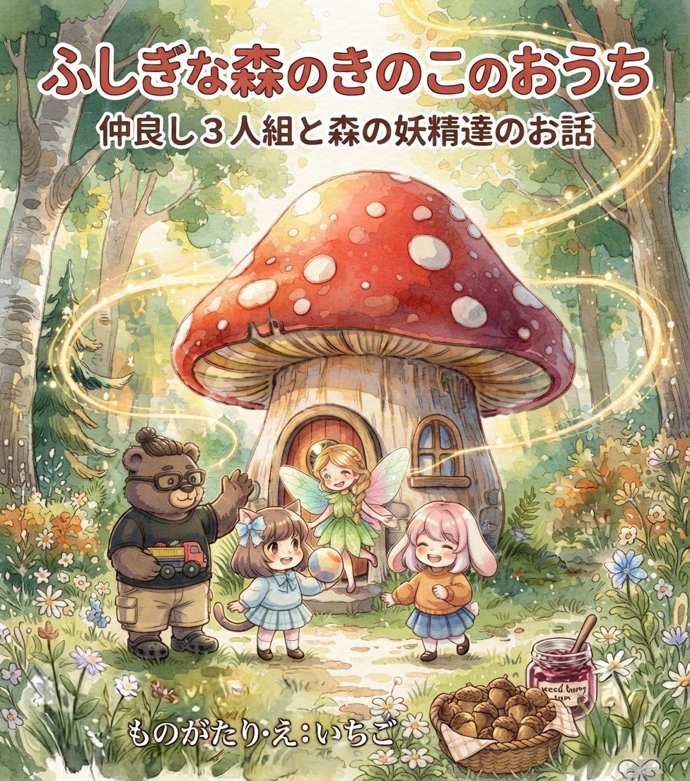ichigo5AI_creat's tweet photo. みどりの風が吹く森の中で見つけた、水玉模様の小さなおうち🍄✨

仲良し3人組が、森の妖精たちと出会う、ちょっぴりファンタジーなお話です。

続きはInstagramで！
https://t.co/cw8ZhS1ldI

#創作絵本 #AI創作イラスト https://t.co/eIVQYtCd63