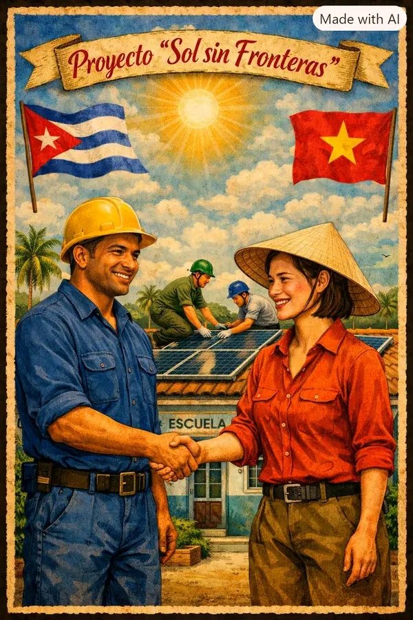Yuri2024072's tweet photo. 🇻🇳🇨🇺 La compañía vietnamita Thai Binh Green Power completó la instalación de módulos solares con baterías en cinco escuelas de La Habana, bajo el Proyecto “Sol sin Fronteras”, que prevé llevar energía limpia a 20 instituciones educativas. 
#AbajoElBloqueo #CubaNoEstáSola https://t.co/VD3zW6eZKH