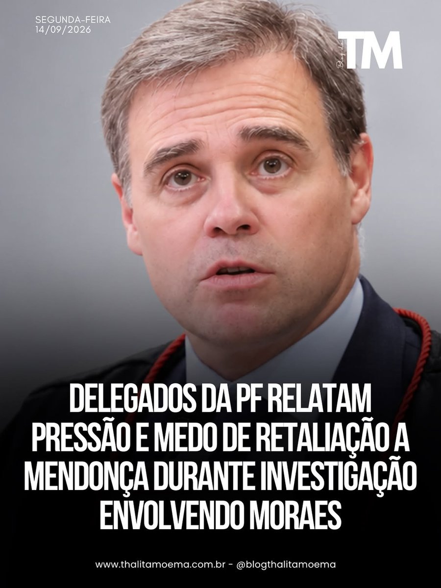 MachadoDarlon's tweet photo. 🚨⚠️  Delegados da Polícia Federal procuraram o ministro André Mendonça e relataram que estavam sofrendo pressão durante a investigação que chegou ao nome de Alexandre de Moraes. Segundo os delegados, existia até medo de retaliação caso fossem produzidos relatórios envolvendo Moraes. Eles também disseram que receberam orientação para não avançar com documentos sobre o ministro e que, caso algum relatório estivesse sendo produzido, deveria ser apagado. A preocupação foi tão grande que uma cópia dos dados retirados do celular de Daniel Vorcaro foi entregue lacrada e criptografada ao gabinete de André Mendonça, justamente para preservar o material. É muito grave imaginar que delegados da Polícia Federal tenham sentido necessidade de procurar um ministro do STF para contar que estavam sendo pressionados dentro de uma investigação. E isso não pode simplesmente ser ignorado.

➡️ Siga: 👉 @blogdatm 🔥🔰