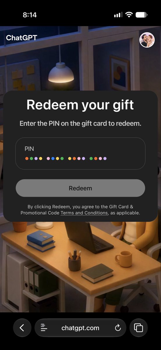 victornunez's tweet photo. we launched 2 cool updates today

1. ChatGPT gift cards: use them toward subscriptions and usage credits on ChatGPT web. US only for now.

2. Voice in the desktop app now costs ~60% less, so you get 2.4x as much usage as before.

just another monday ✅ https://t.co/3U6mQGYcTx