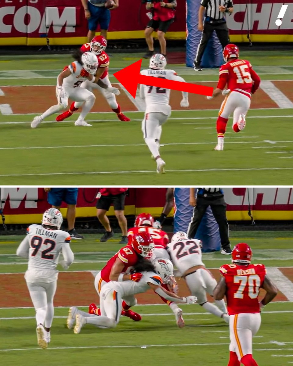 YahooSports's tweet photo. Did Travis Kelce and the Chiefs get away with a holding call on this Patrick Mahomes TD? 😬 https://t.co/JHBmoRoXXg