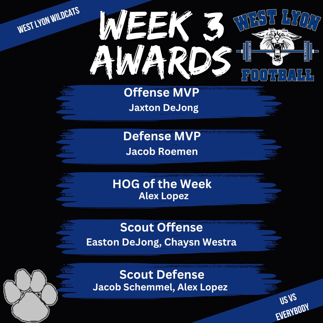 West_LyonFB's tweet photo. ⚔️Week 3 Awards⚔️

#UsVsEverybody https://t.co/PW2DzTng0b