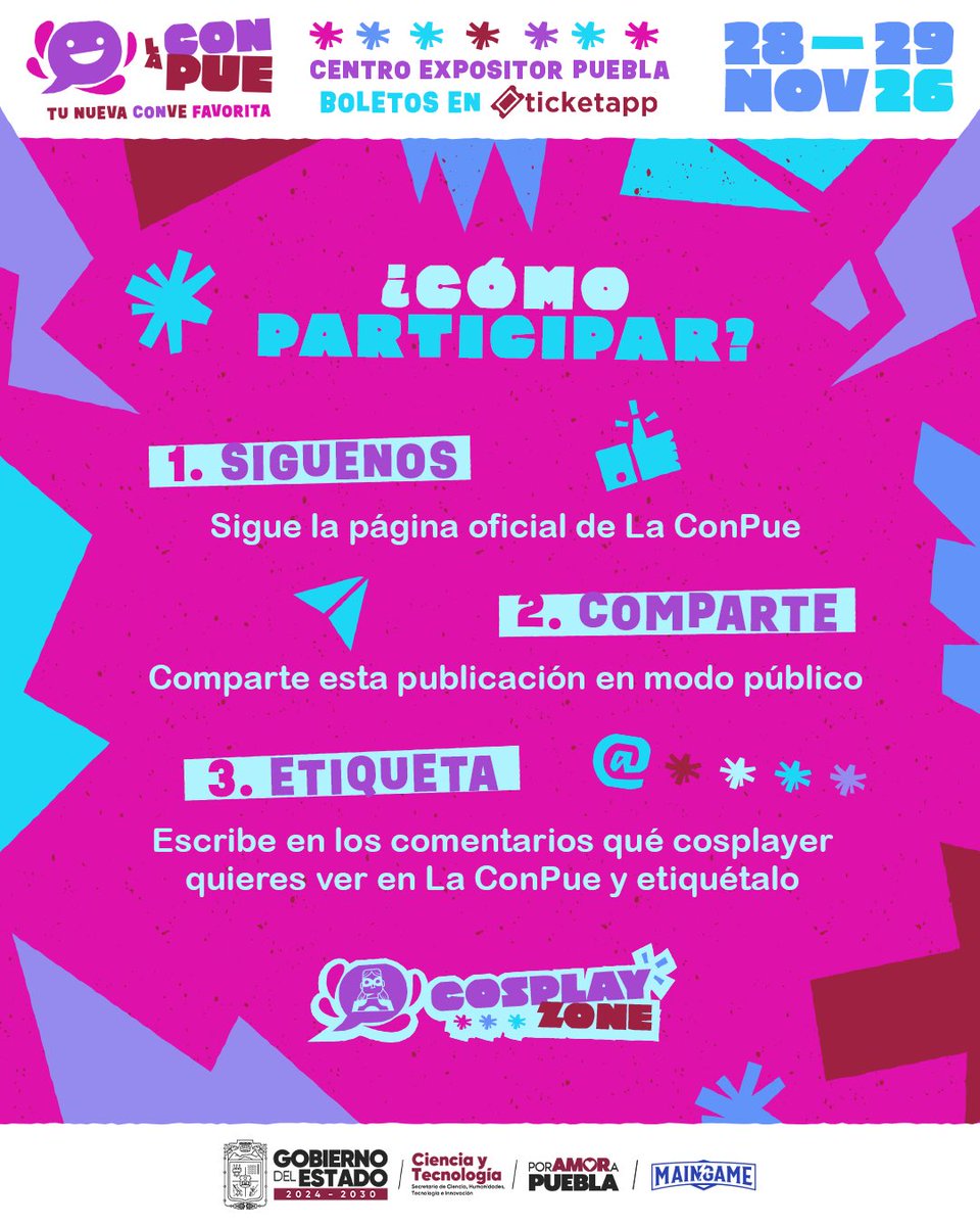 LaConPue's tweet photo. Queremos que tú decidas quién llega a La ConPue. 👀🔥

¿Qué cosplayer quieres ver formando parte del evento?

Participar es muy fácil:

1️⃣ Sigue nuestra página.
2️⃣ Comparte esta publicación en modo público.
3️⃣ Comenta qué cosplayer quieres ver y etiquétalo.
Ahora te toca a ti… https://t.co/ftnY2lQeYG