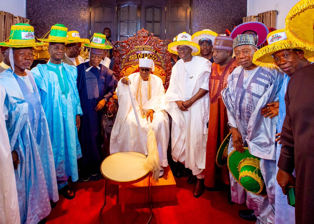 jidesanwoolu's tweet photo. Today, I welcomed the Director-General of the APC Presidential Campaign Council, Senator Abdulaziz Yari Abubakar, alongside a high-powered delegation of party leaders to Lagos.

As part of the nationwide consultations for the Tinubu 2027 project, we visited Iga Idunganran to pay homage to the Oba of Lagos, His Royal Majesty, Oba Riliwanu Osuolale Babatunde Akiolu and to seek his blessings and guidance. 

This movement is powered by the visionary leadership and bold reforms of His Excellency, Asiwaju Bola Ahmed Tinubu. His track record continues to inspire our vision for a better Nigeria.

Lagos is the heartbeat of this movement and the support of our traditional institutions gives us the strength to keep pushing forward.