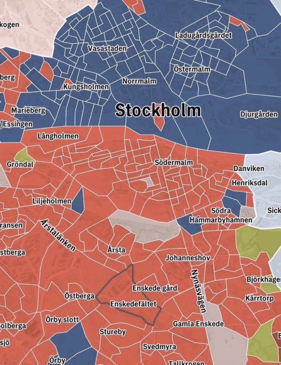 visegrad24's tweet photo. Yesterday’s election result in Stockholm, Sweden

Does anybody want to guess how these two halves of the city differ from each other? https://t.co/EfFsp4SXnn