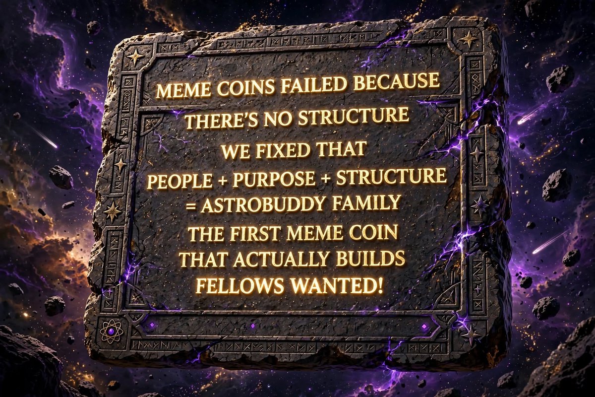 AstroBuddyToken's tweet photo. Meme coins failed because theres no structure.

We can fixed that!

People + Purpose + Structure = #ASTROBUDDY FAMILY

The first meme coin that actually builds.

FELLOWS WANTED!
TG: https://t.co/oBgA3Cm0jb https://t.co/ilDF2F6gSj