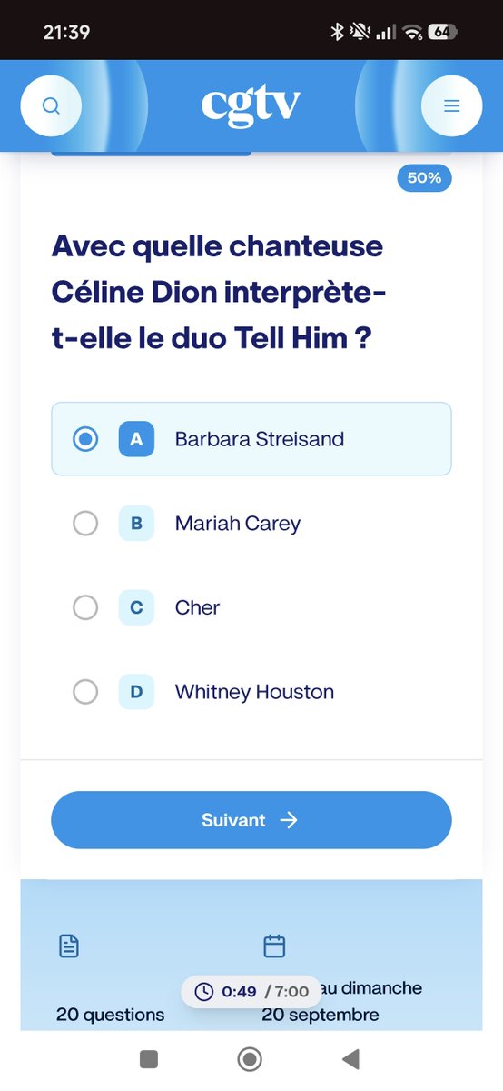 ya94nn's tweet photo. @cgtvoff @celinedion Et sur cette question on ne peut pas y répondre.  Car la chanteuse s'appelle Barbra Streisand (et non pas Barbara qui est son état civil réel )> https://t.co/Lc6CSAmB9o https://t.co/XPnh7lwwPV