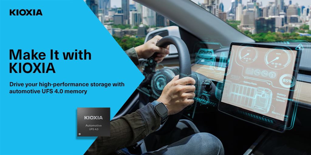 KIOXIAAmerica's tweet photo. Storage demands accelerate as automotive applications evolve. KIOXIA is accelerating the evolution of autonomous driving technology with high speed UFS automotive storage. See how here:
https://t.co/brILYSTUjk
#MakeItWithKIOXIA https://t.co/v2WUOcW3Pj