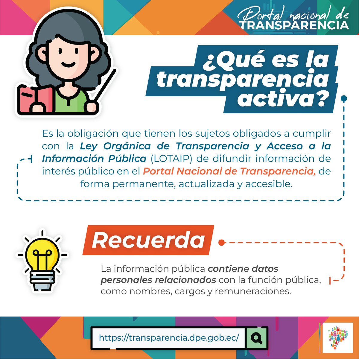 DEFENSORIAEC's tweet photo. 🔍 #TransparenciaDPE | Recuerda: La información pública puede contener datos personales relacionados con la función pública, como nombres, cargos y remuneraciones. https://t.co/nicG1xOycV