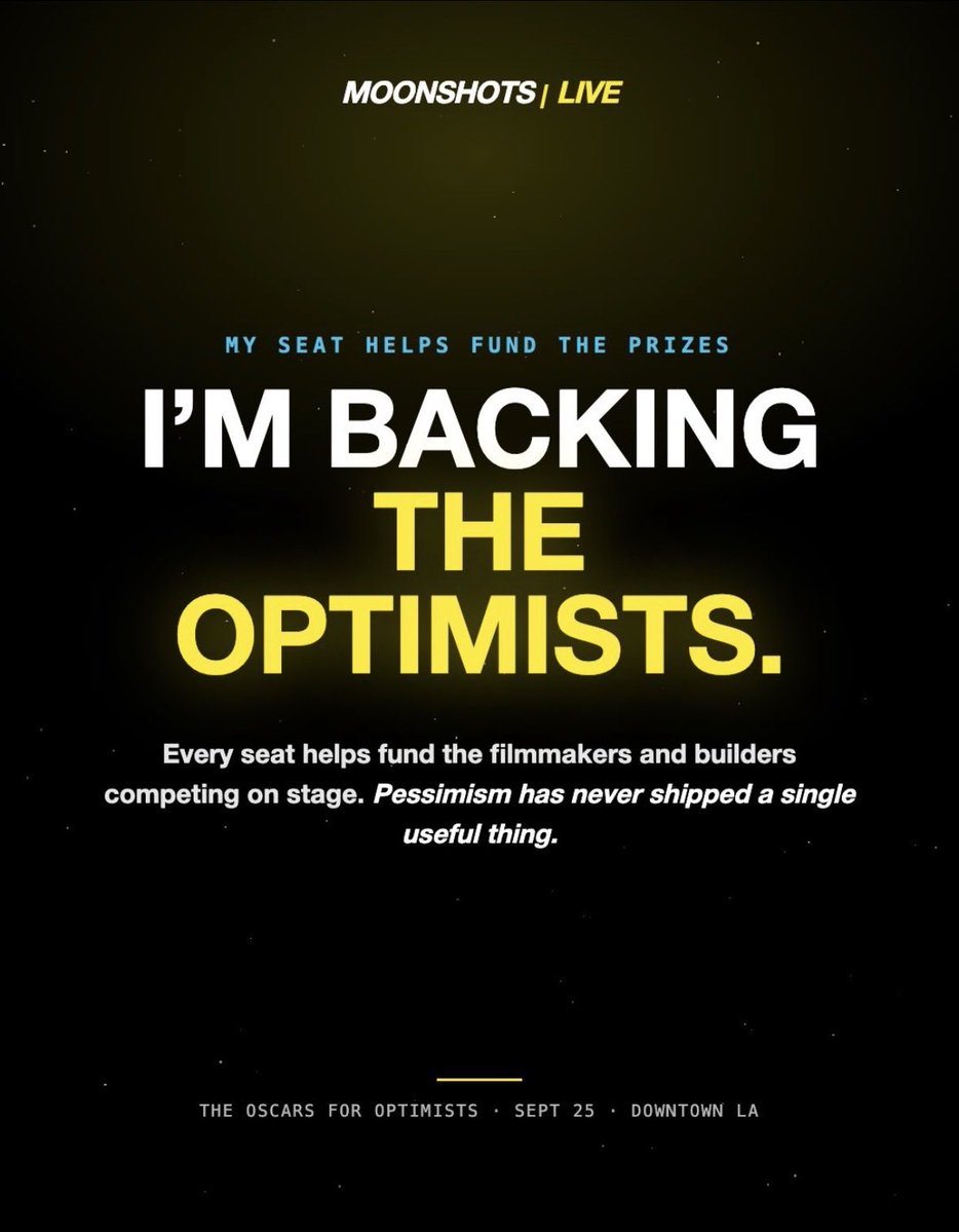lilyvosg's tweet photo. The future gets imagined before it gets built.

On Sept 25 I'll be in the room as $3.5M goes to visions of that future and $2M to AI solving real problems.

So excited to be among visionaries. The future is bright. #MoonshotsLive #FutureVision #SciFi #LosAngeles https://t.co/wJHUDYDPrL