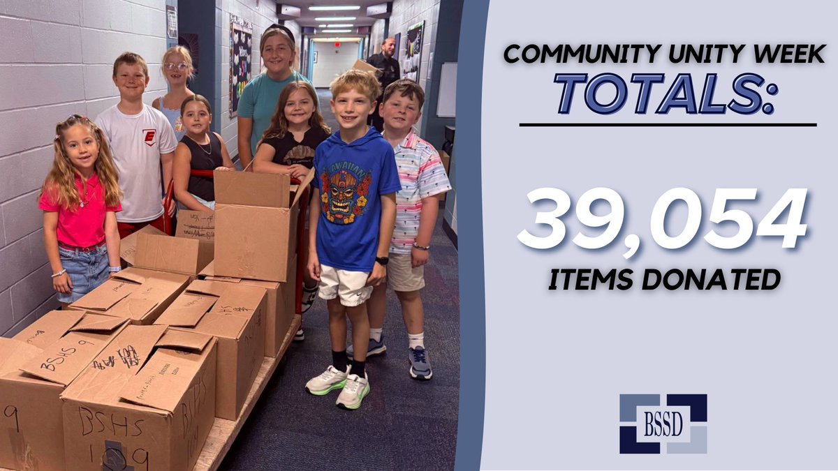 BSSDnews's tweet photo. The BSSD community collected 39,054 items for Blue Springs Community Services League. The week includes some friendly competition at the elementary, middle, and high school levels to see who can collect the most items. The winners are Voy Spears Jr. Elementary, Delta Woods Middle School, and Blue Springs South High School.

Special thanks to four Scooter’s Coffee locations, that collected $1,867 because of the extra shot of espresso promotion.

Thank you to everyone who participated! 🎉

#WeAreBSSD