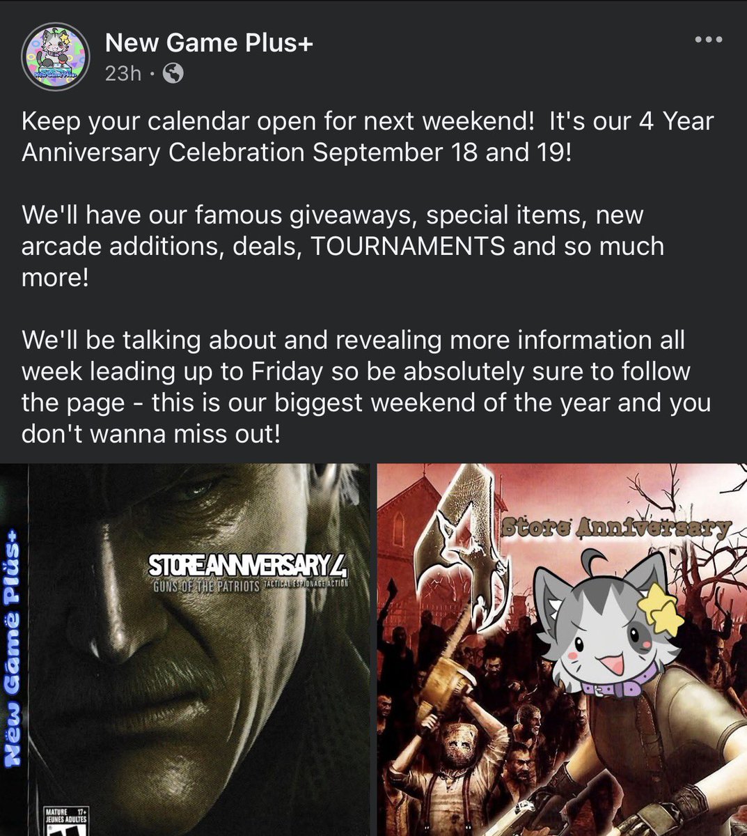 Project__Haku's tweet photo. Ayo! Come and check out NG+ 4th store anniversary! There will be giveaways, tournaments, arcade cabs and the chance to both see me and my itasha. Mostly my itasha on the 19th! https://t.co/bfm83nRQWh